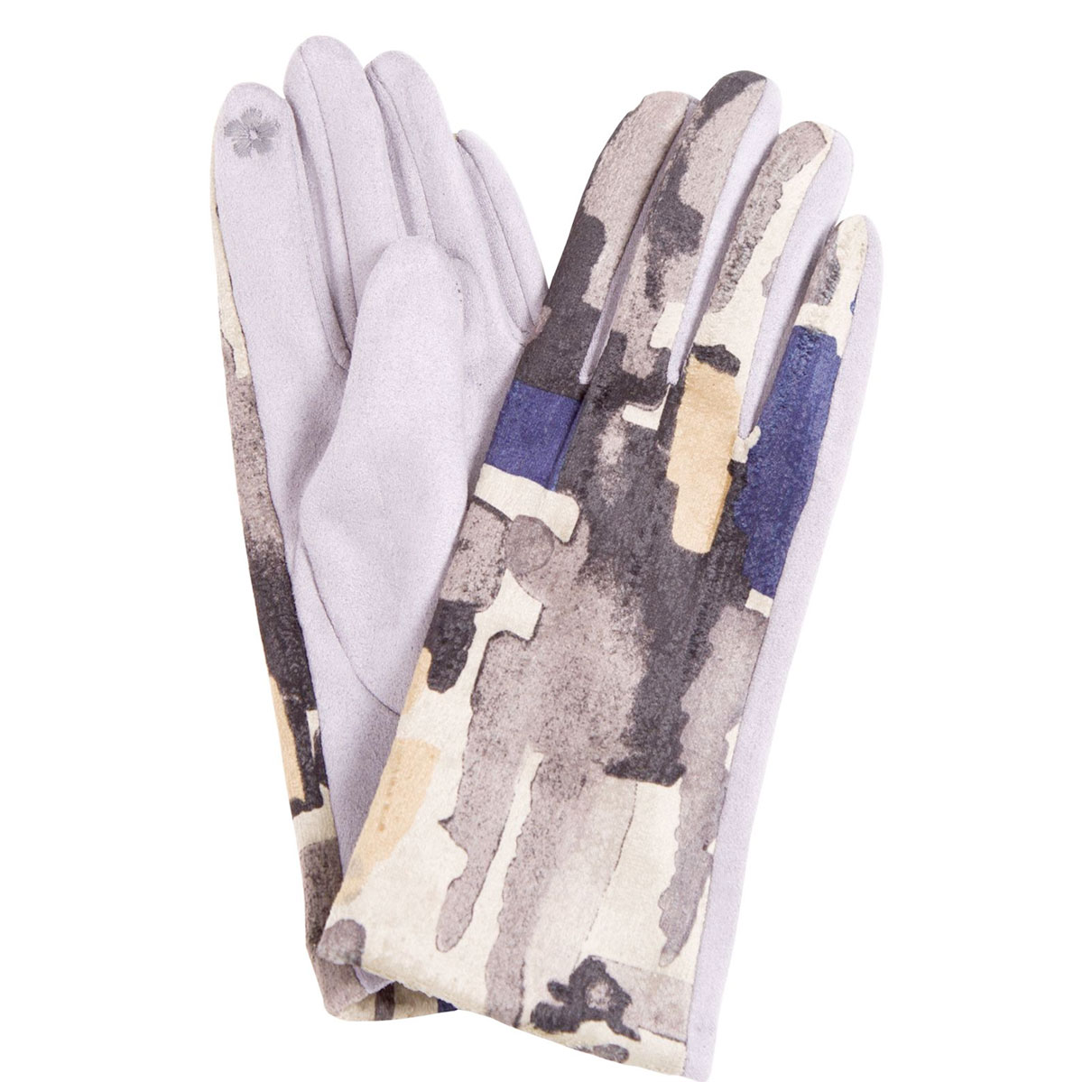 840-GR Sueded Abstract Design Smart Gloves (Grey Palms)*