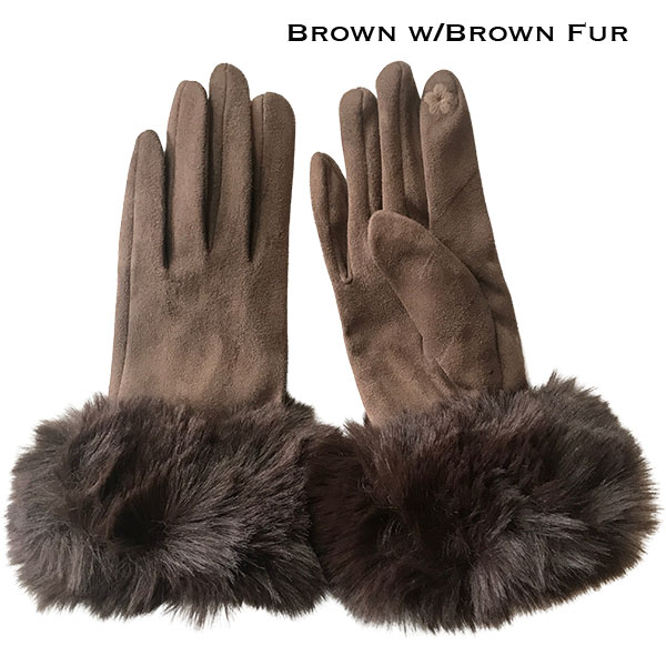 Premium Gloves - Faux Rabbit Fur - #07 Brown-Brown Fur 