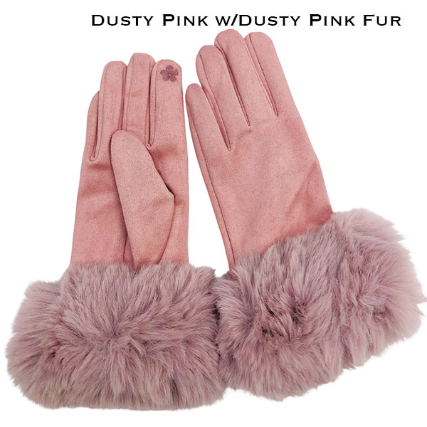 Premium Gloves - Faux Rabbit Fur - #06 Dusty Pink-Dusty Pink Fur