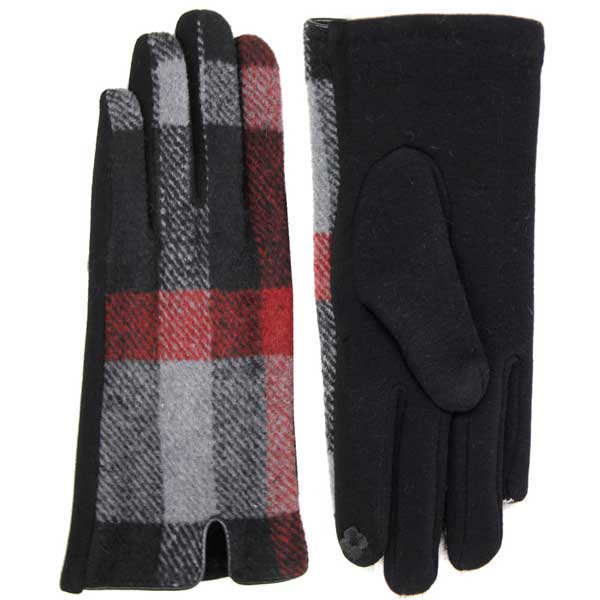 LOG-126 Plaid Black <br>Touch Screen Gloves 