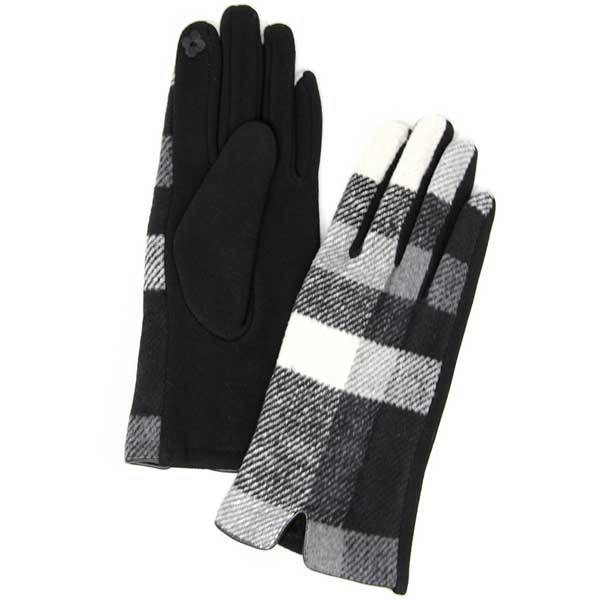 LOG-126 Plaid Grey <br>Touch Screen Gloves  MB