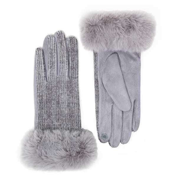 Premium Gloves - Faux Fur/Chenille - Grey