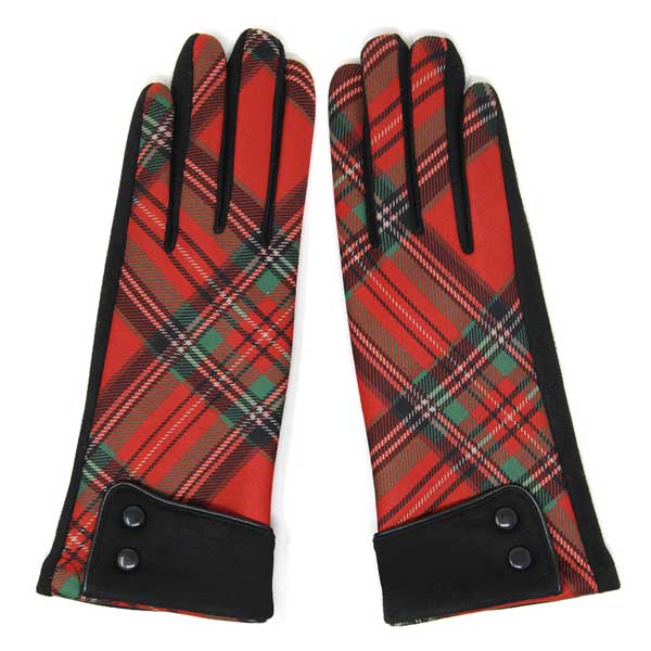 LOG-195 Plaid w/Button Red<br>Touch Screen Gloves 