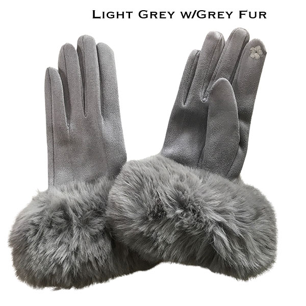 Premium Gloves - Faux Rabbit Fur - #10 Light Grey-Grey Fur
