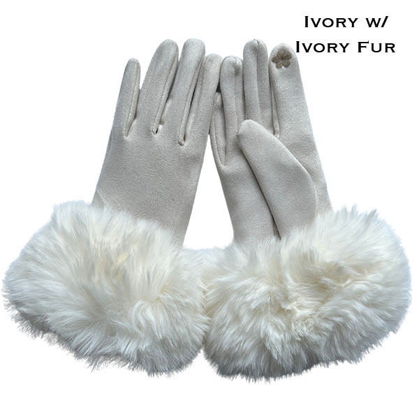 Premium Gloves - Faux Rabbit Fur - #12 Ivory-Ivory Fur