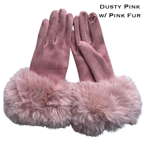 Premium Gloves - Faux Rabbit Fur - #13 Dusty Pink-Pink Fur 