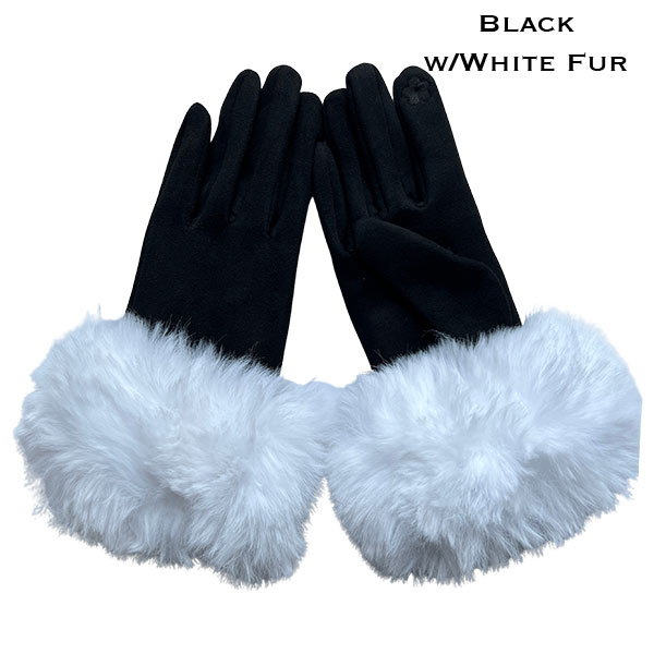 Premium Gloves - Faux Rabbit Fur - #14 Black-White Fur
