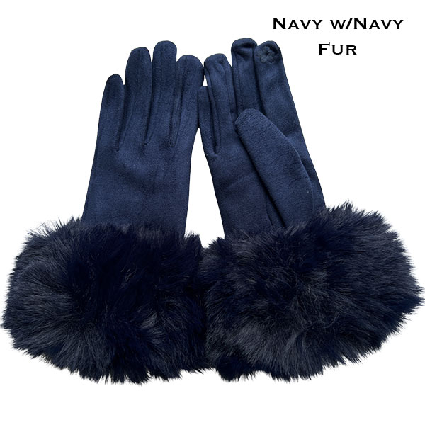 Premium Gloves - Faux Rabbit Fur - #15 Navy-Navy Fur