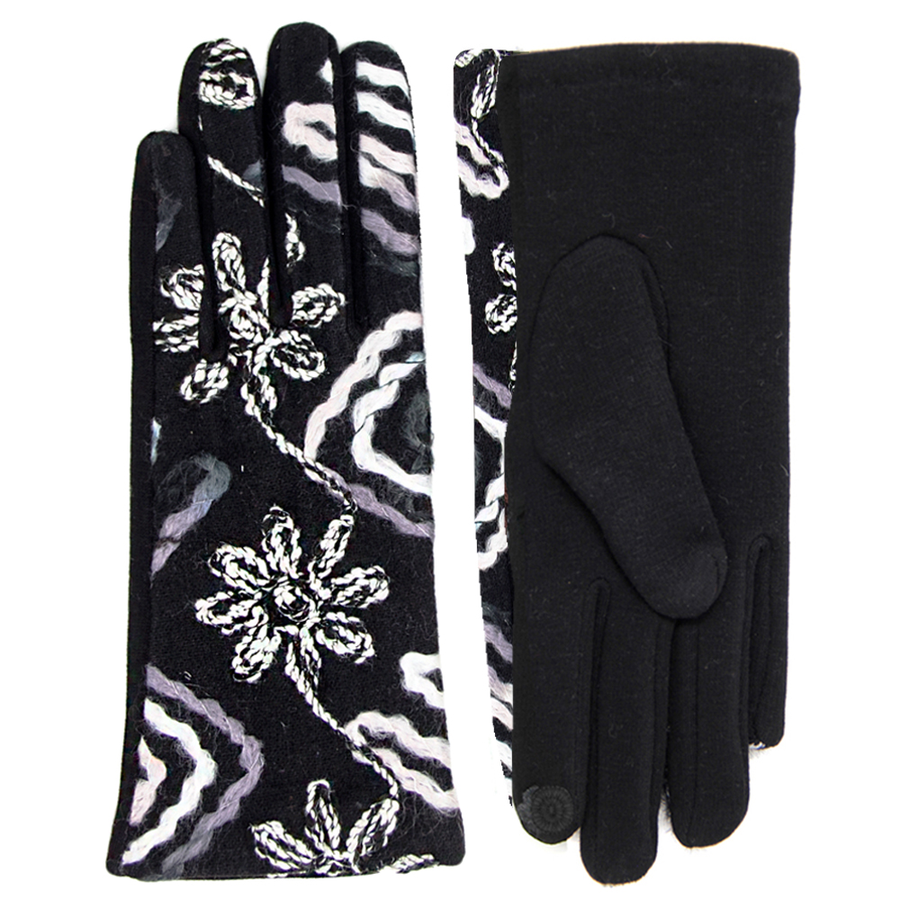 095 Black<br>Embroidered<br>Touch Screen Gloves  
