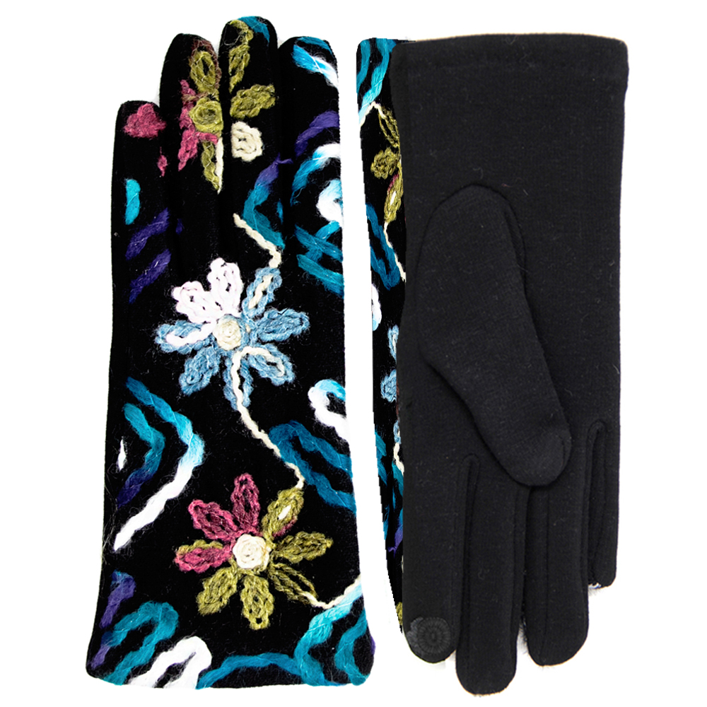 095 Teal<br>Embroidered<br>Touch Screen Gloves 