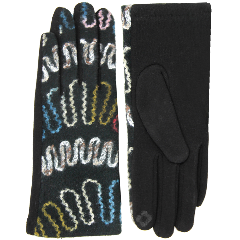 114 - Black<br>
Embroidered<br>
Touch Screen Smart Gloves