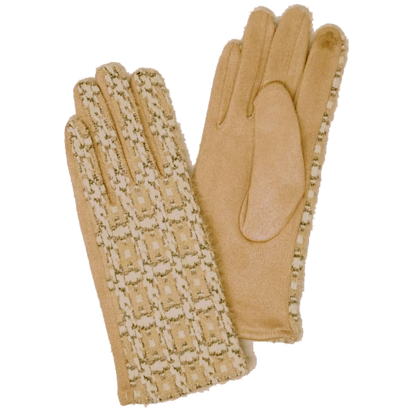 LOG-189 Striped Boucle Taupe <br>Touch Screen Gloves 