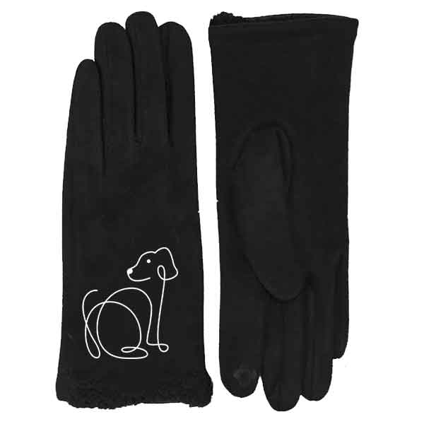 1228 - Black Dog Silhouette<br>
Touch Screen Smart Gloves