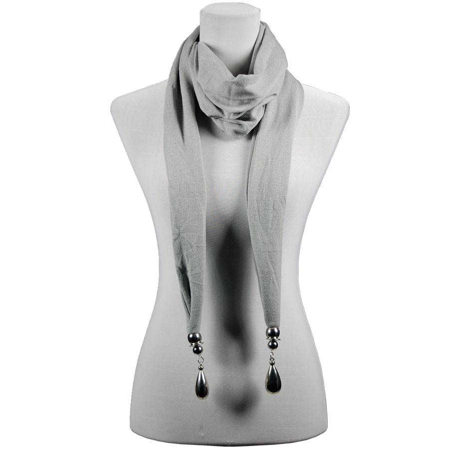 LY02 - Silver <br>Hanging Teardrop Pendant Scarf 