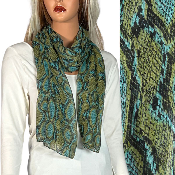 Reptile Print 4116 - Blue Cotton Feel Oblong Summer Scarf