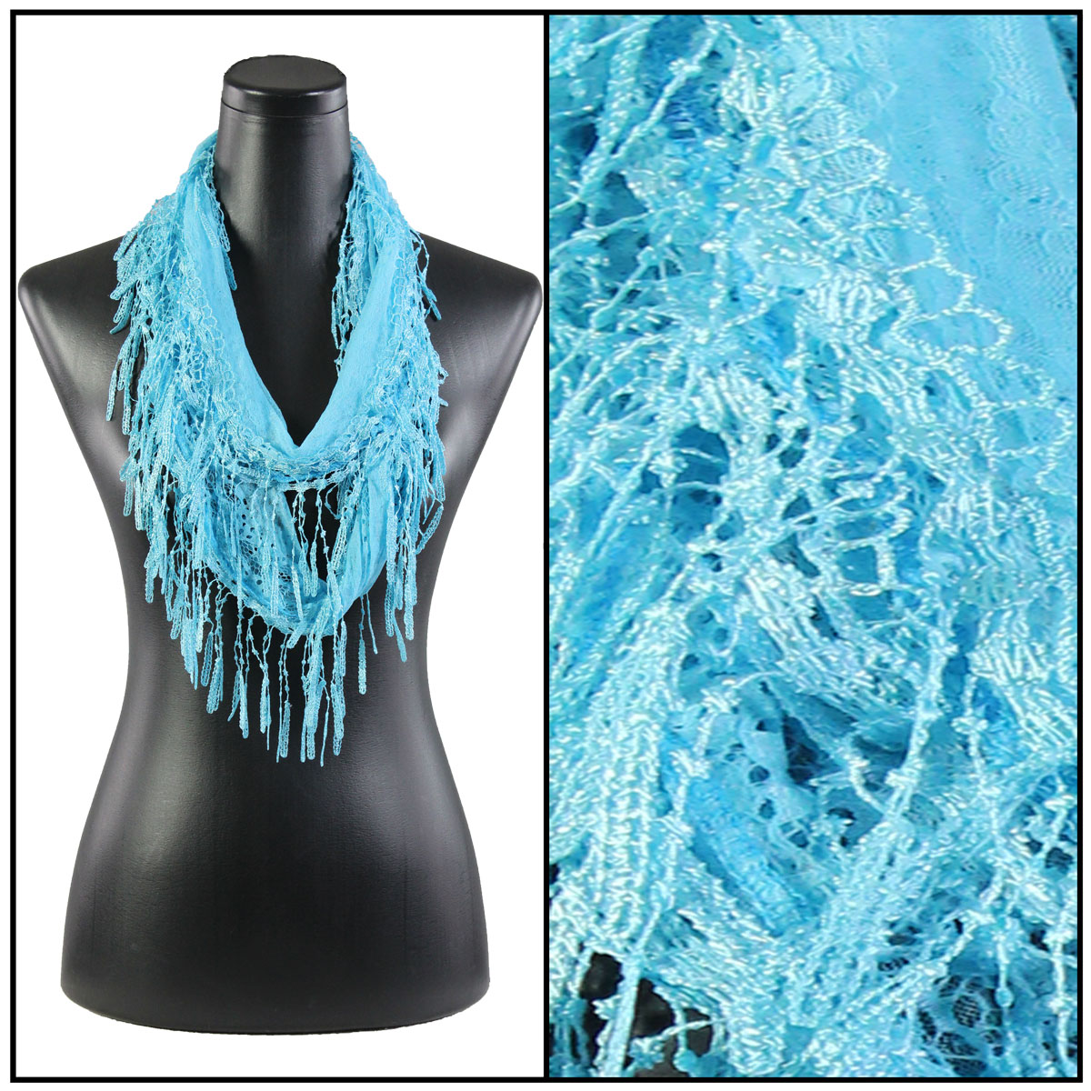 7777 - Ice Blue #28*<br>
Victorian Infinity Lace Confetti Scarf.   