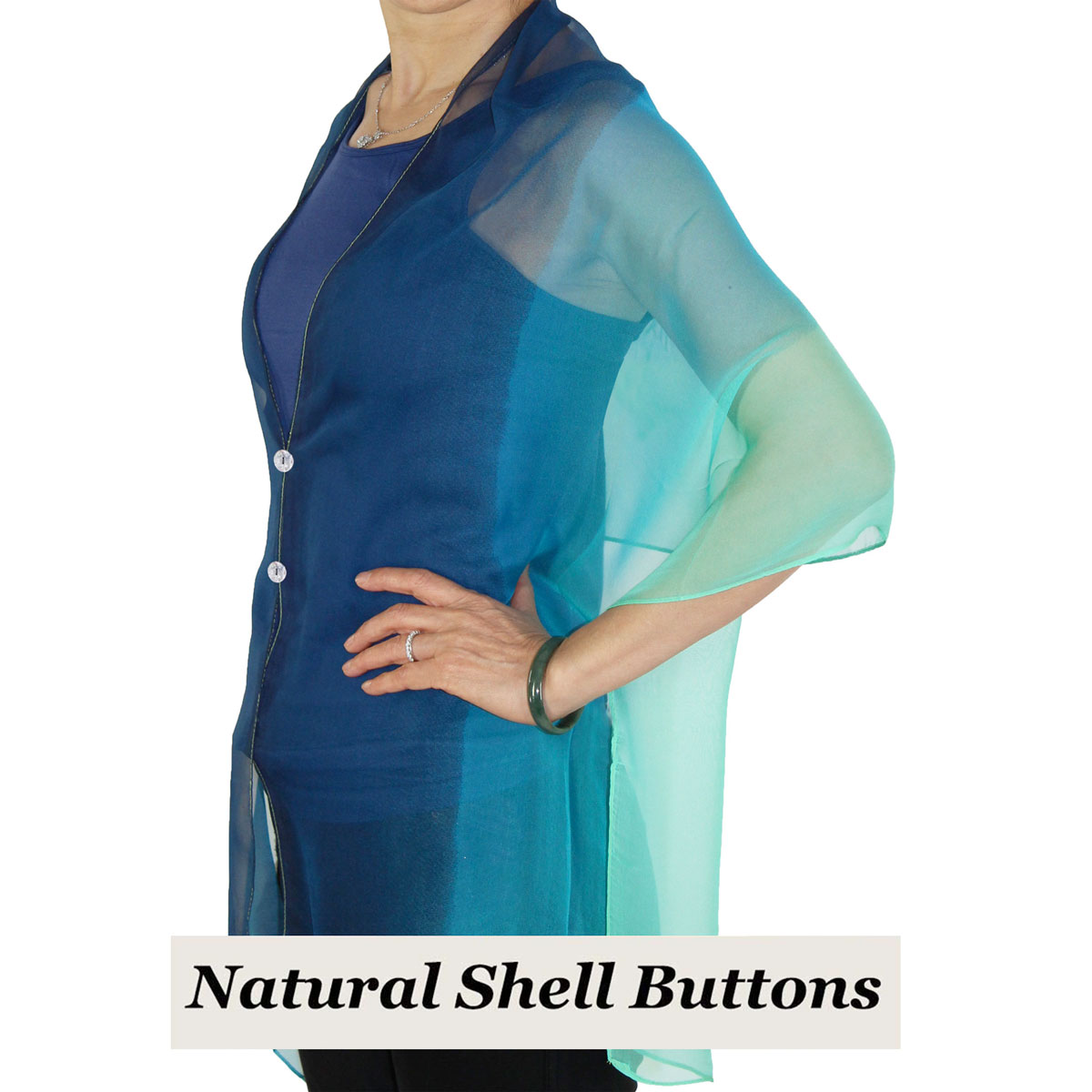 SBS-106NBS Shell Buttons<br>Tri-Color Navy-Blue-Seafoam