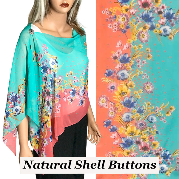 SBS-015CO Shell Buttons<br> Coral Floral Mix