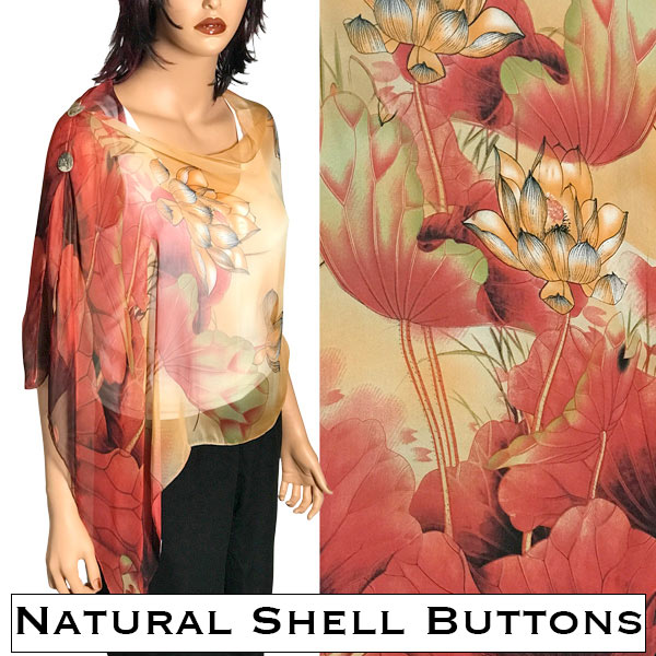 130RG Shell Buttons<br>Red-Gold Lotus