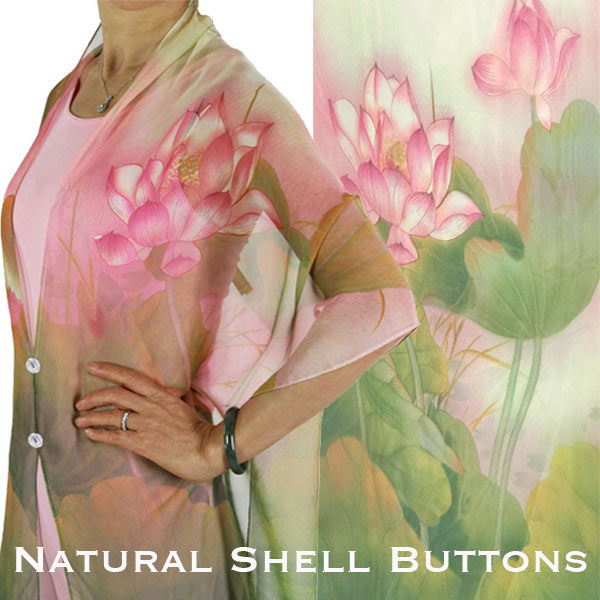 130PG Shell Buttons<br>Pink Green Lotus 