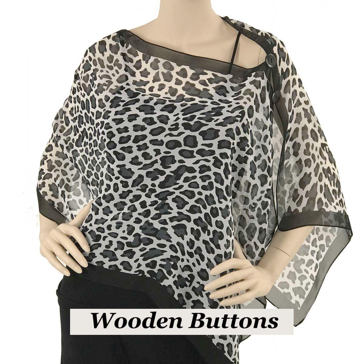 SBW-104BW Black Wooden Buttons<br>Cheetah Black-White