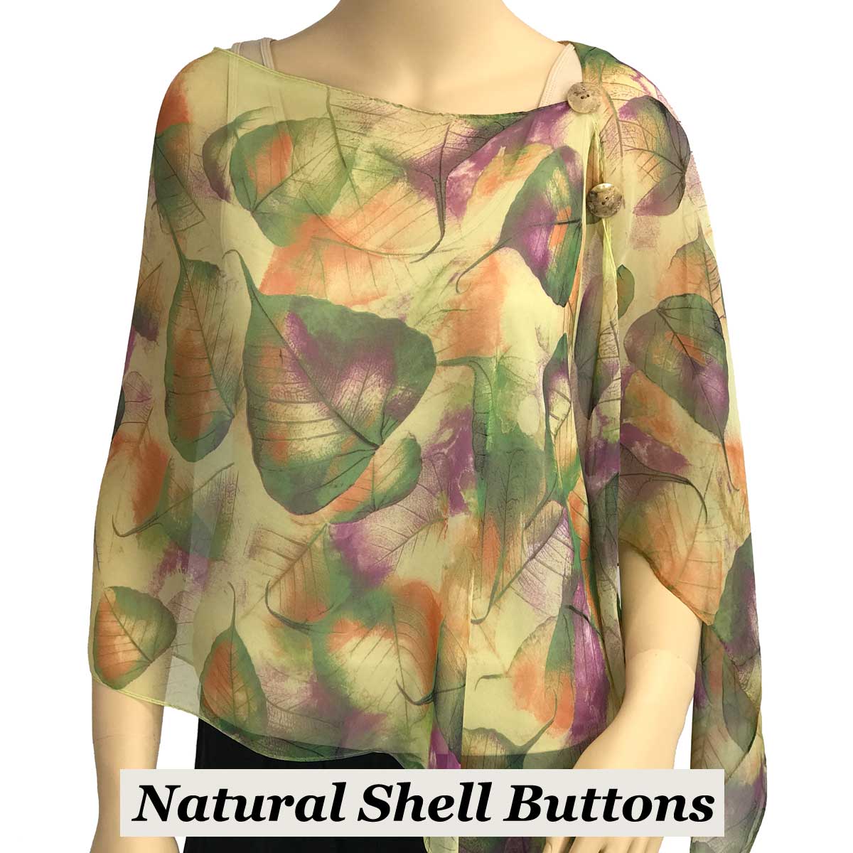 129GN Shell Buttons<br>Green Leaves