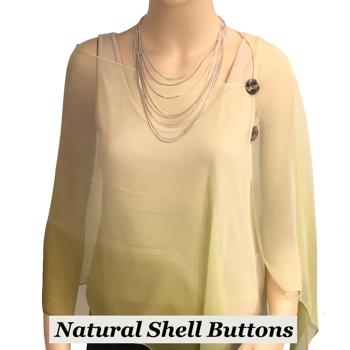 SBS-106ASC Shell Buttons<br> Tri-Color Avocado-Sage-Cream