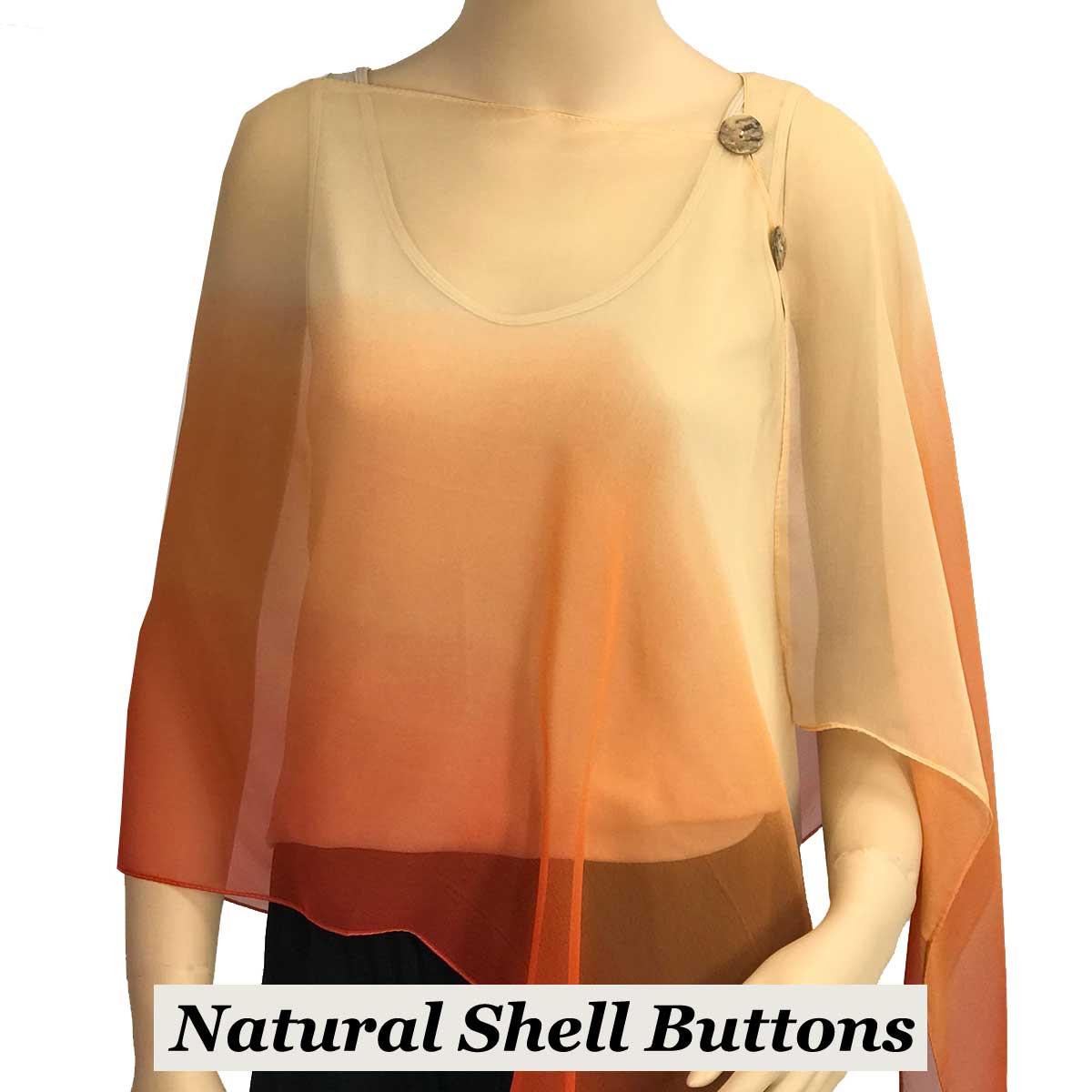 SBS-106OR Shell Buttons<br> Tri-Color Beige-Peach-Orange