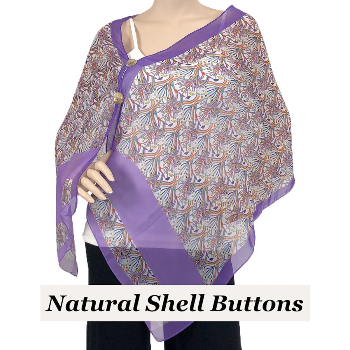 SBS-012PU Shell Buttons<br> Purple Paisley Mix MB