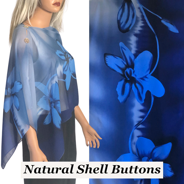 SBS-A034 Shell Buttons<br> Blue Floral 