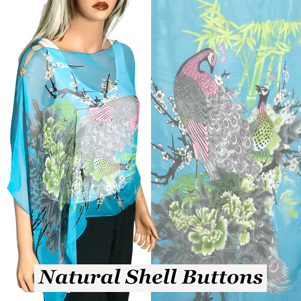 SBS-PC09 - Shell Buttons<br> Turquoise Peacock