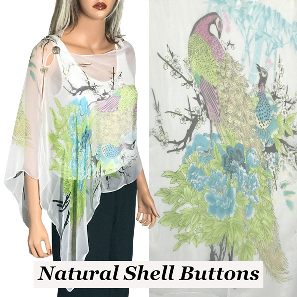 SBS-PC04 Shell Buttons<br> White Multi Peacock
