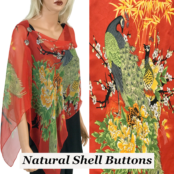 SBS-PC08 - Shell Buttons<br> Red Peacock