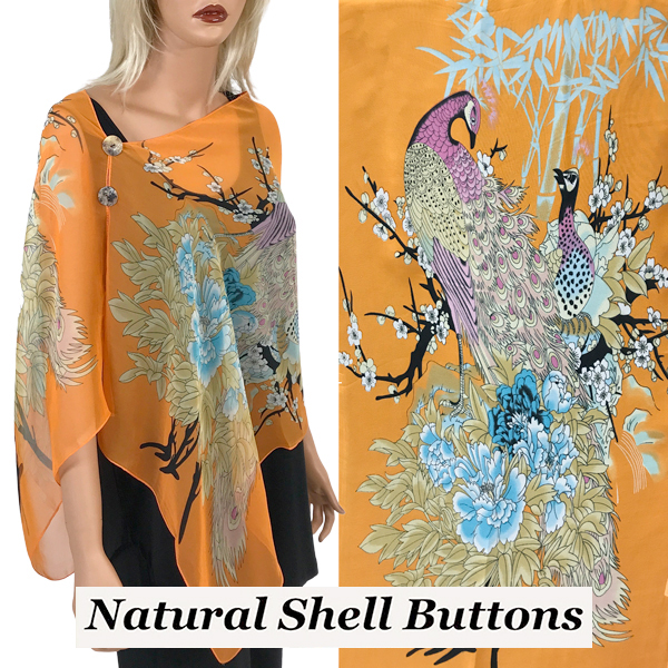 SBS-PC10 - Shell Buttons<br> Orange Peacock