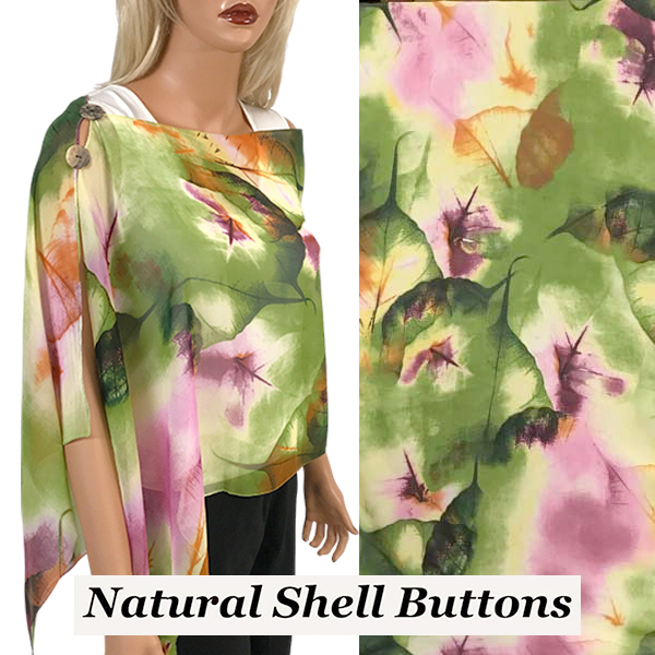 A006 Shell Buttons<br>
Green/Pink Leaves