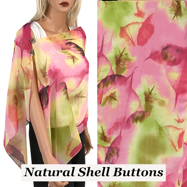 A041 Shell Buttons<br>
Pink/Green Leaves