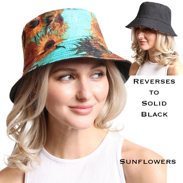 290 - Sun Flowers<br>
Reversible Bucket Hat
