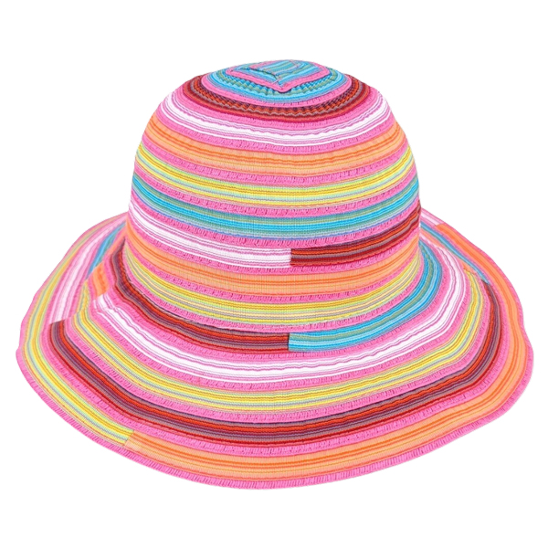1011 - Fuchsia Multi<br>
Striped Bucket Hat