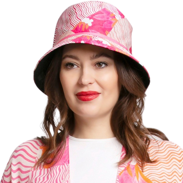 314 - Pink Abstract<br>
Reversible Bucket Hat