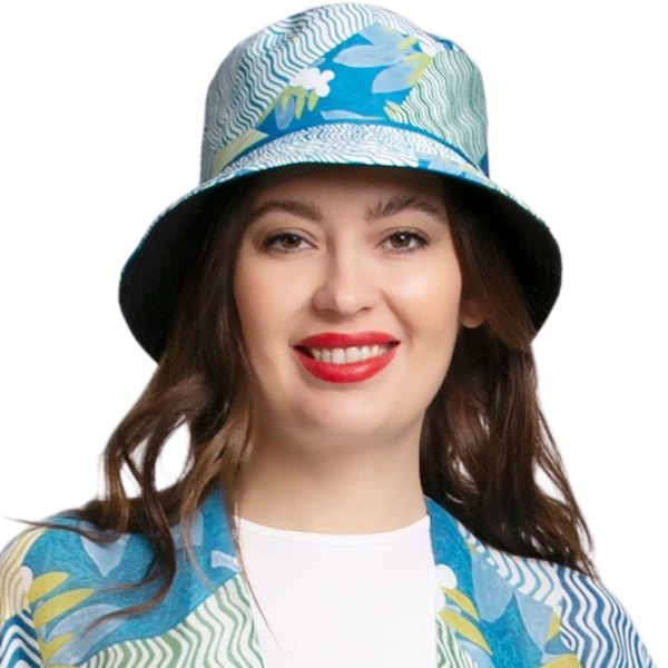 314 - Blue Abstract<br>
Reversible Bucket Hat
