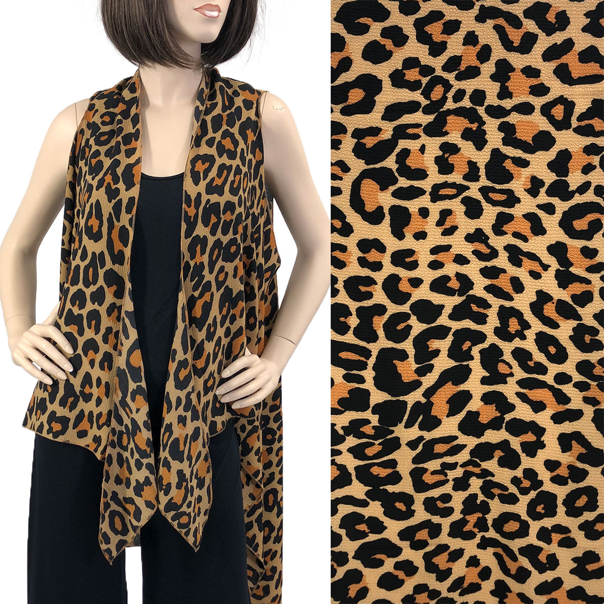 SV1316 Leopard Print Gold - Crepe Vests (Style 2)