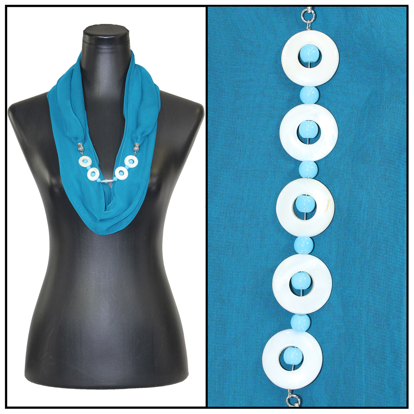 8011 - Solid Teal Jewelry Infinity Silky Dress Scarves