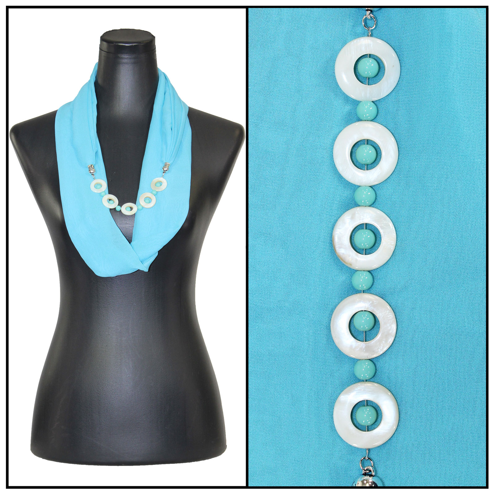 8011 - Solid Sky Blue Jewelry Infinity Silky Dress Scarves