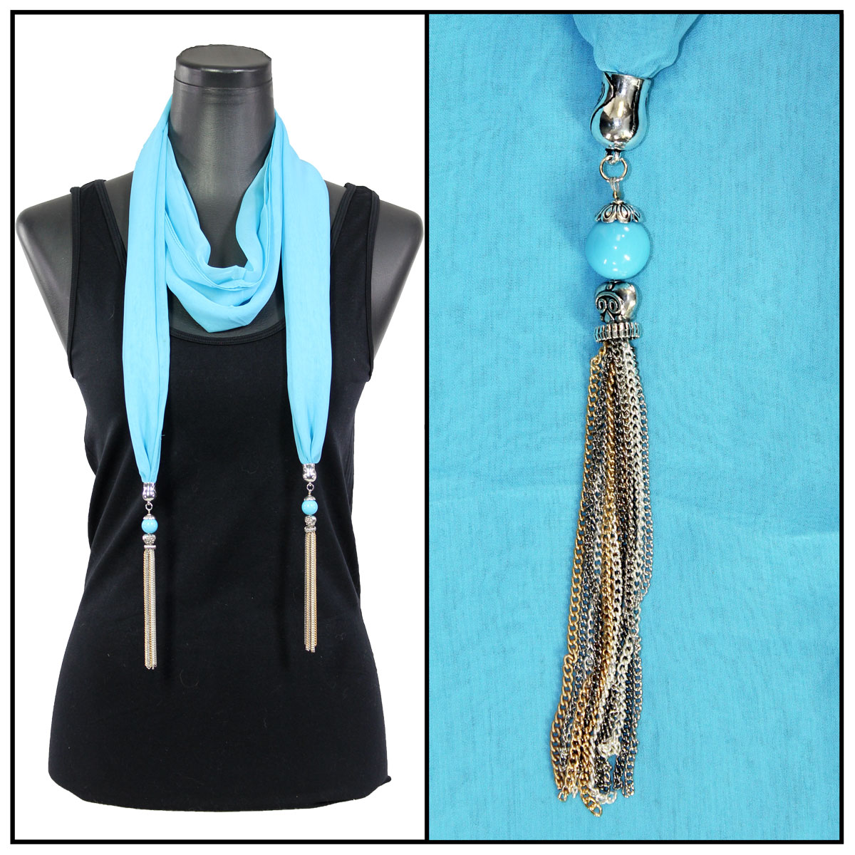 9001 - Tasseled Silky Dress Scarves
