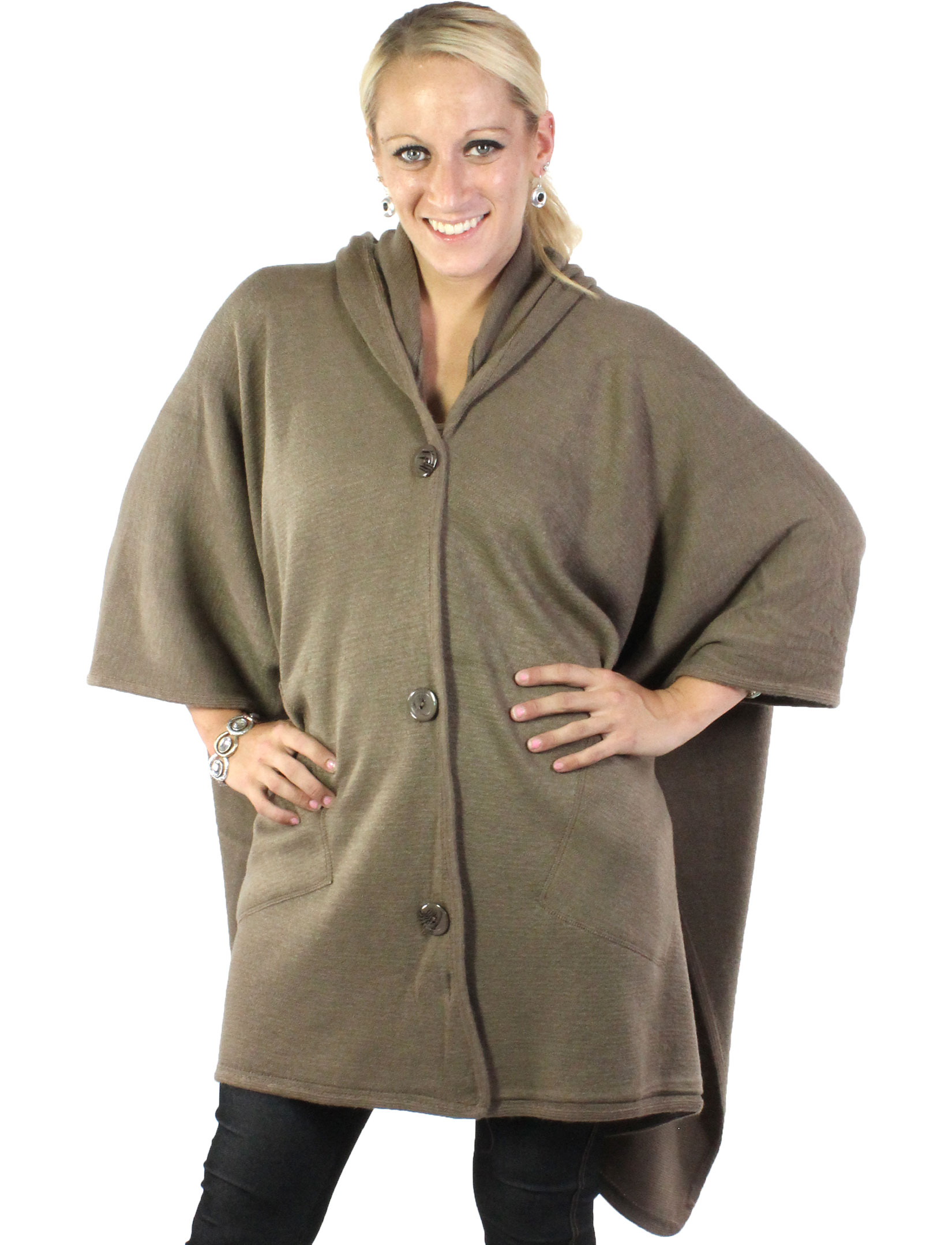 8708 - Taupe<br>
Hoodie Cape 