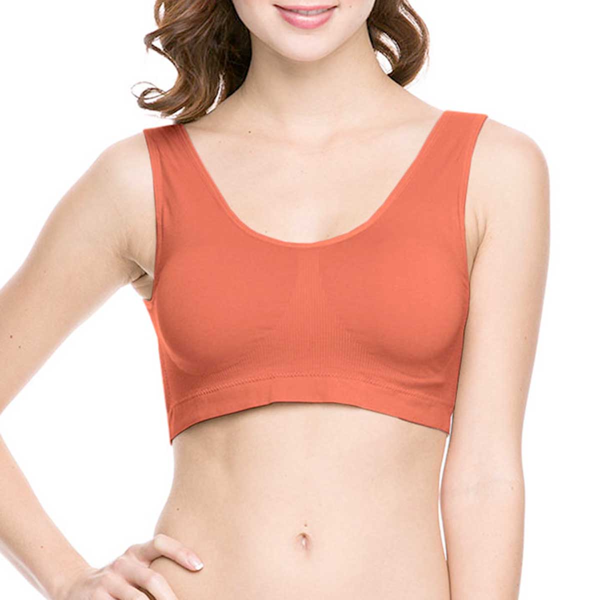 Wholesale2717 Seamless Bras and Tube Tops-Seamless Padded Sports Bra Coral