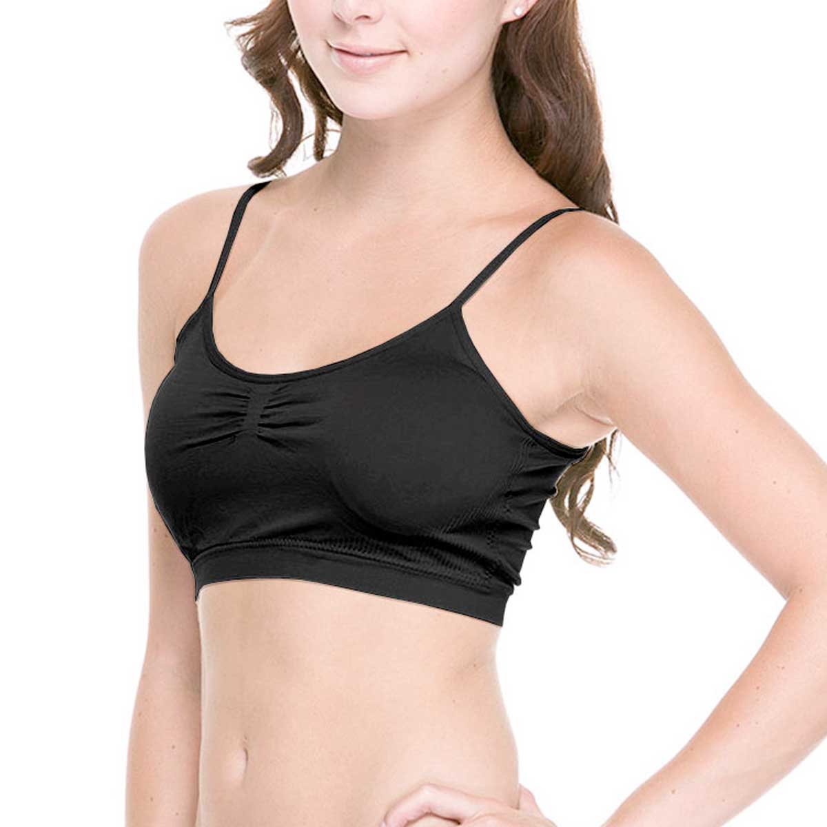 2717 Seamless BRAs and Tube Tops - Seamless Adjustable Strap BRA (Black) MB