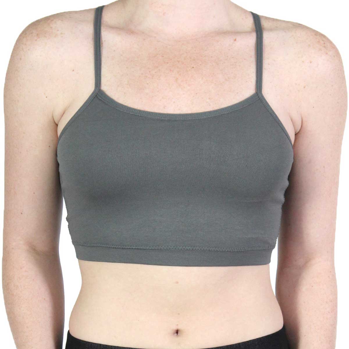 Seamless Sports Bra with Fishnet Back (Charcoal)