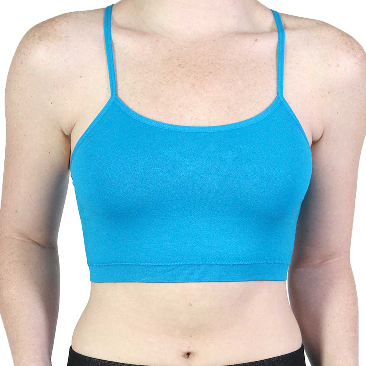 Seamless Sports Bra with Fishnet Back (Blue)