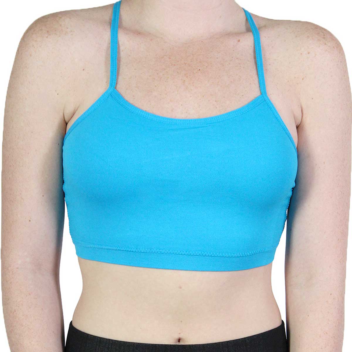 Wholesale2717 Seamless Bras and Tube Tops-Seamless Sports Bra with Fishnet  Back (Turquoise)